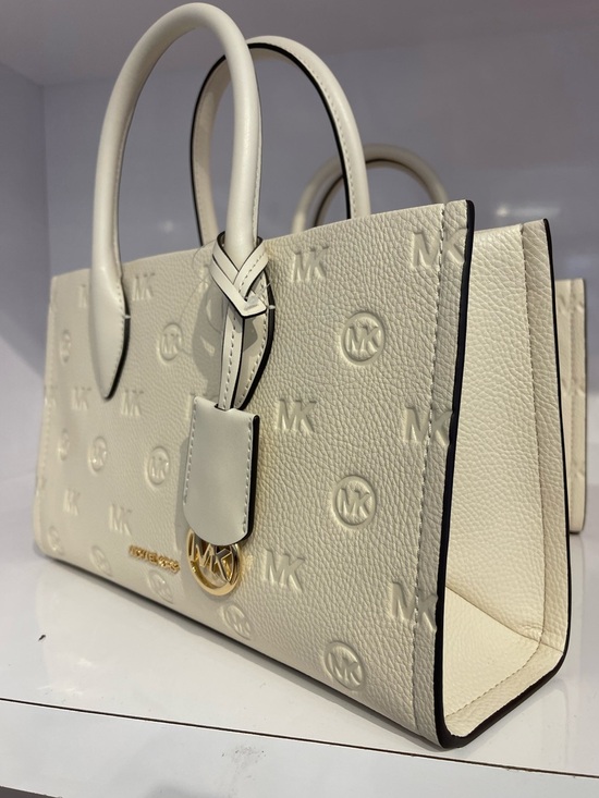 Michael Kors Handbags - Michael Kors Mirella Md Logo Debossed Satchel Shoulder Tote Handbag
Lt Cream
NWT